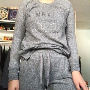 wake up awesome grey pajama set